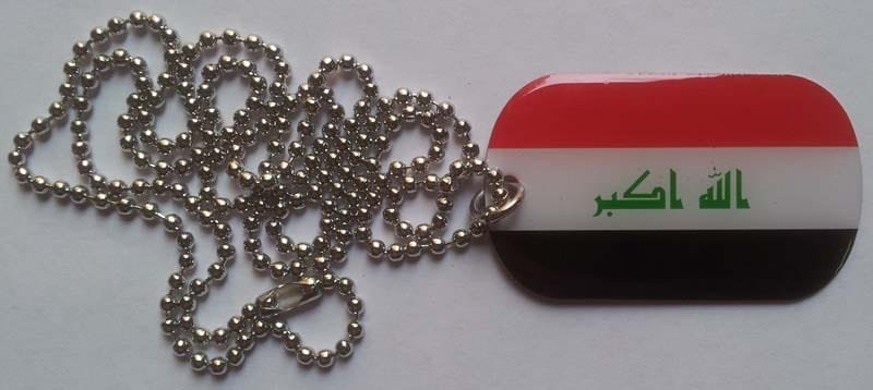 Iraq flag dog tag necklace