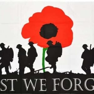 Poppy Lest We Forget 1e Wereld Oorlog vlag