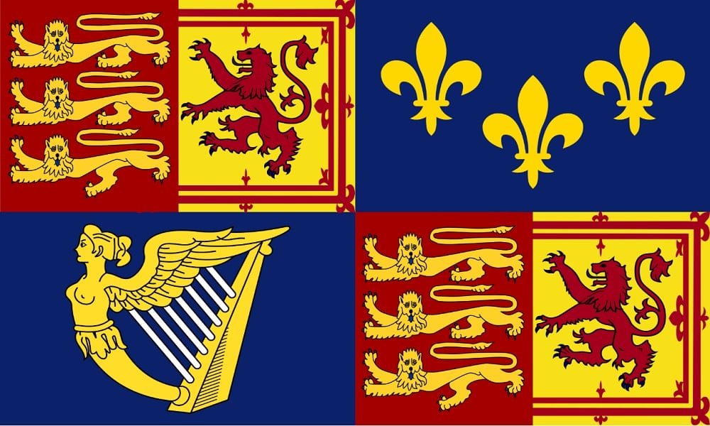 Royal Standard of the House of Stuart, under Queen Anne after the Acts of Union 1707–1714