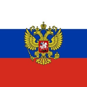 Russia flag lapel pin with eagle