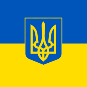 Ukraine flag with crest